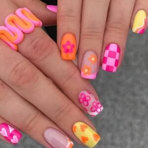 NEW Colorful Press-On Nails - Set Of 24
